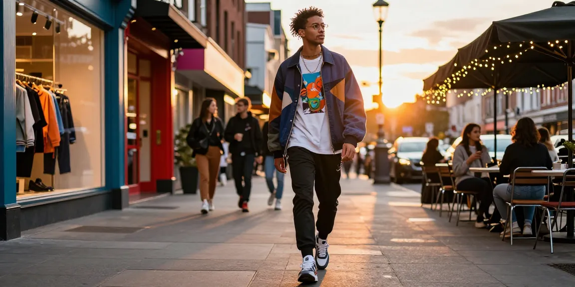 Stylish urban lifestyle scene showcasing modern fashion on https://www.sukan8a.com/ with vibrant sunset backdrop.