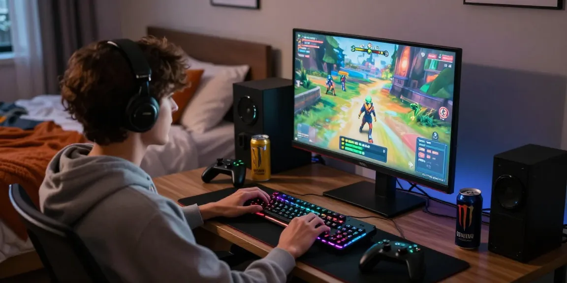 Engaging NSFW APK gaming experience in a cozy bedroom setup.