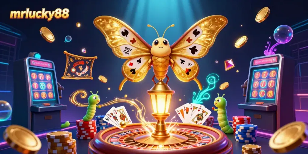 Experience mrlucky88's exciting gaming environment filled with vibrant casino elements.