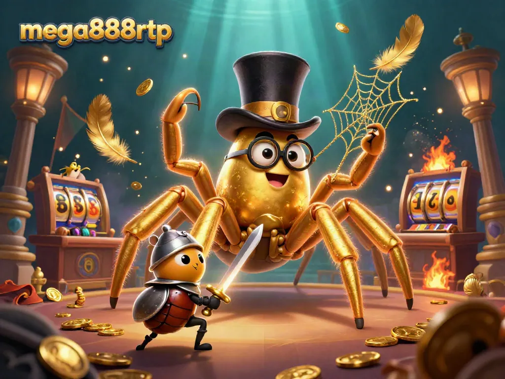 Engage with mega888rtp and spin the reels among vibrant casino elements in this dynamic scene.