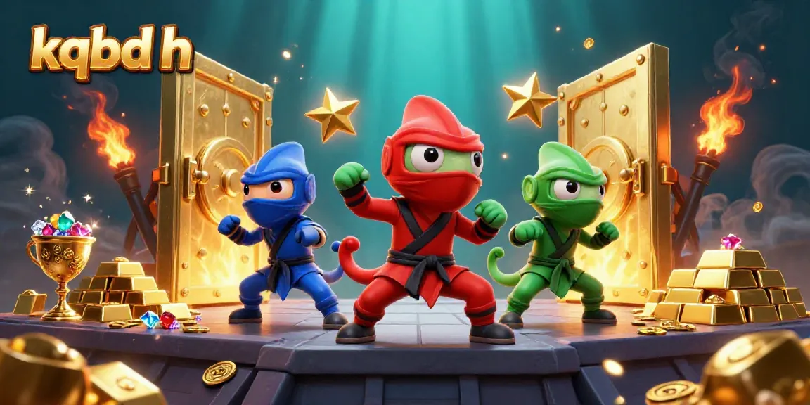 Experience gaming excitement with kqbd h, featuring colorful chameleon ninjas amidst treasures.