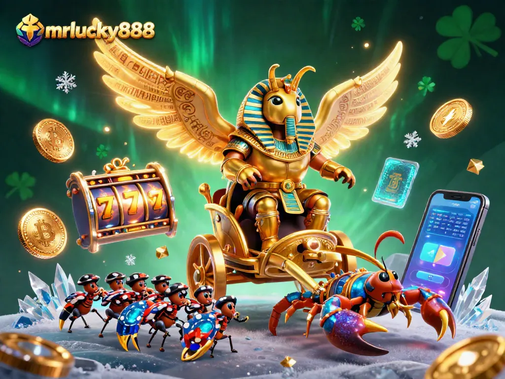 Engage in thrilling slot action with mrlucky888's vibrant 3D casino illustration showcasing exciting games.