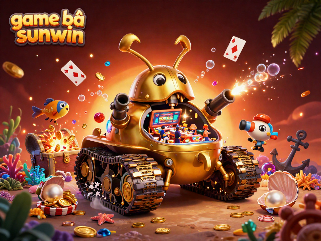 Experience exciting gameplay in game bài sunwin with a vibrant casino-inspired scene featuring a golden beetle tank.