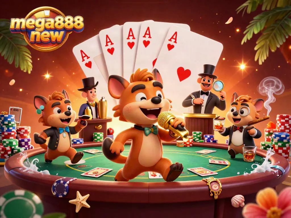Catch the excitement at mega888 new as hyenas entertain at a vibrant casino scene.
