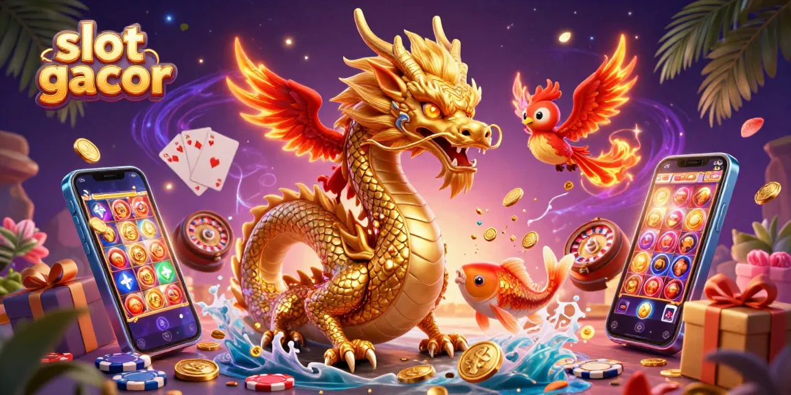 Experience thrilling slot gacor action with winning dragons and vibrant gaming elements in this animated casino scene.